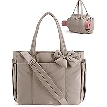 BAGAMSRT Crush Bow Tote Bag for Women, Large Work Tote with 40oz Tumbler, Puffer Travel Tote Bag for Work, Yoga, Gym | For Mom, Diaper, Large Capacity, Everyday Bag