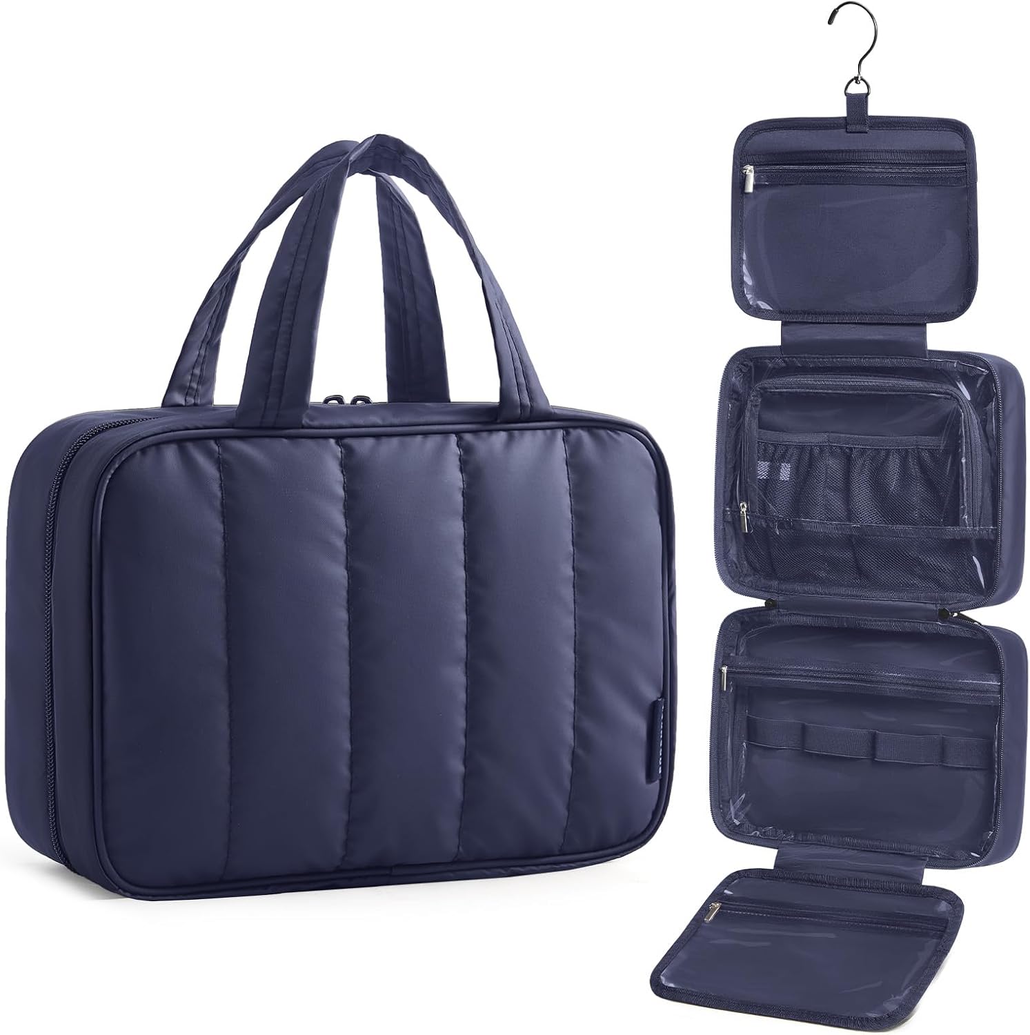 BAGSMART Hanging 360° Toiletry Bag - Lightweight, Puffy Dry/Wet Pockets, Adjustable 2/3 Sections, Multi-Functional Travel Makeup Organizer OutdoorFun