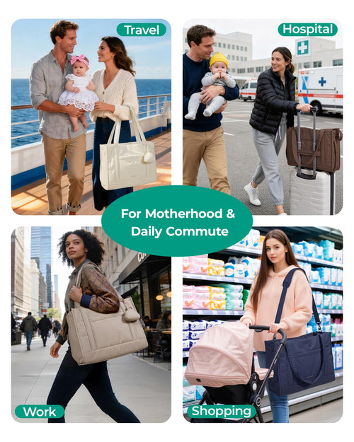 BAGSMART Crush Bow Diaper Bag Tote Large Waterproof Puffer Travel Tote with Changing Pad for Babies 0-14 Months TikTokShopJumpstartSale