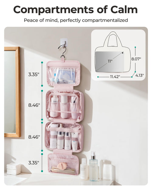BAGSMART Hanging 360° Toiletry Bag - Lightweight, Puffy Dry/Wet Pockets, Adjustable 2/3 Sections, Multi-Functional Travel Makeup Organizer OutdoorFun