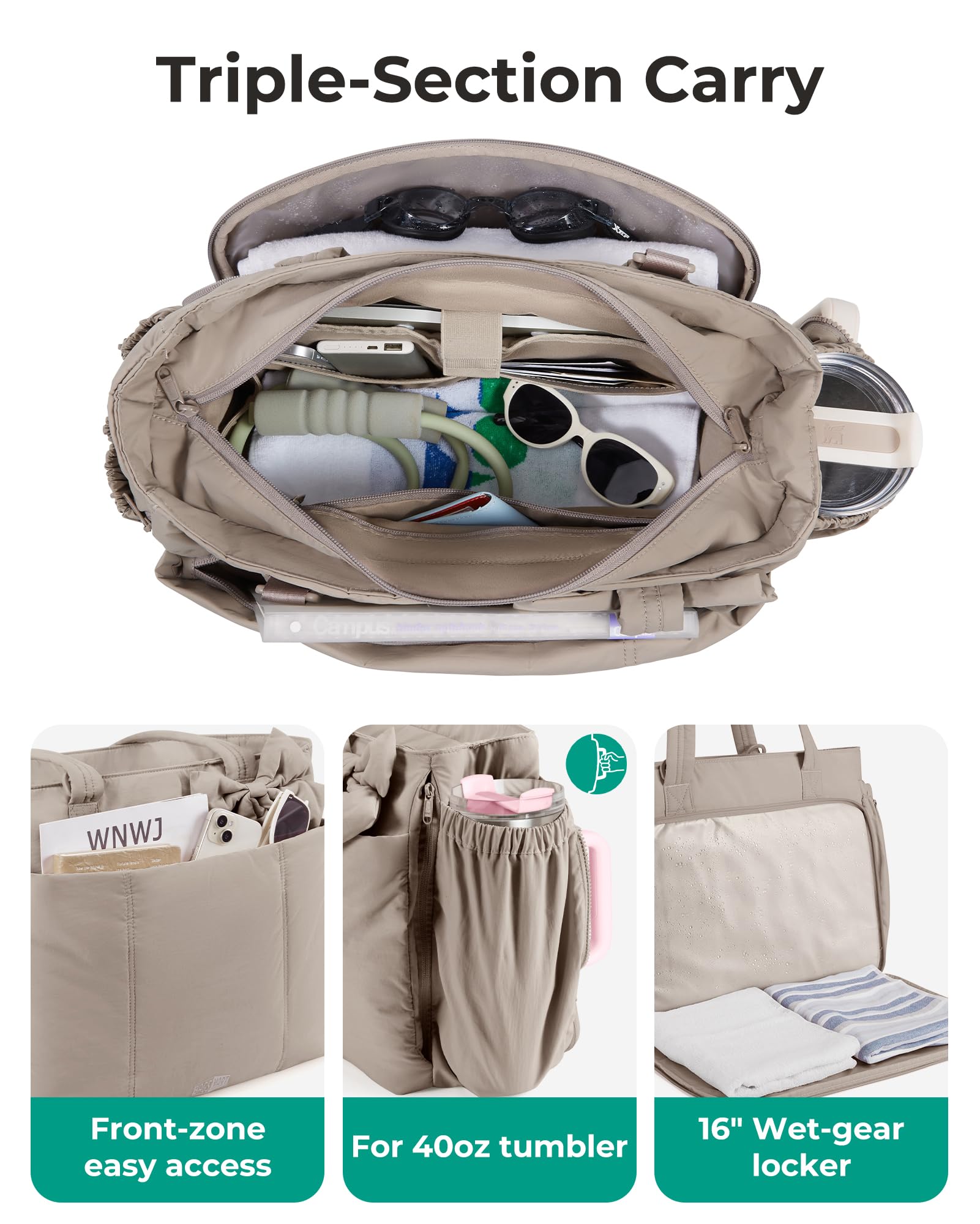 BAGAMSRT Crush Bow Tote Bag for Women, Large Work Tote with 40oz Tumbler, Puffer Travel Tote Bag for Work, Yoga, Gym | For Mom, Diaper, Large Capacity, Everyday Bag