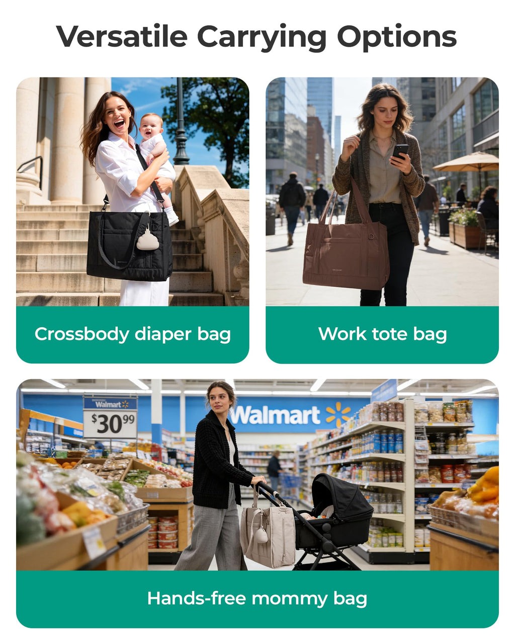 BAGSMART Crush Bow Diaper Bag Tote Large Waterproof Puffer Travel Tote with Changing Pad for Babies 0-14 Months TikTokShopJumpstartSale